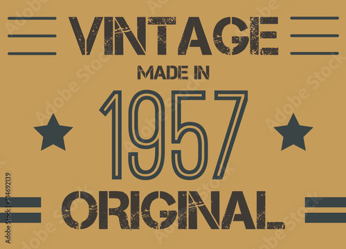 Vintage made in 1957 year original. Commemorative vector for anniversary date.