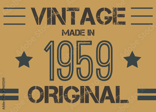 Vintage made in 1959 year original. Commemorative vector for anniversary date.