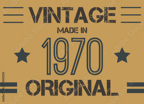 Vintage made in 1970 year original. Commemorative vector for anniversary date.