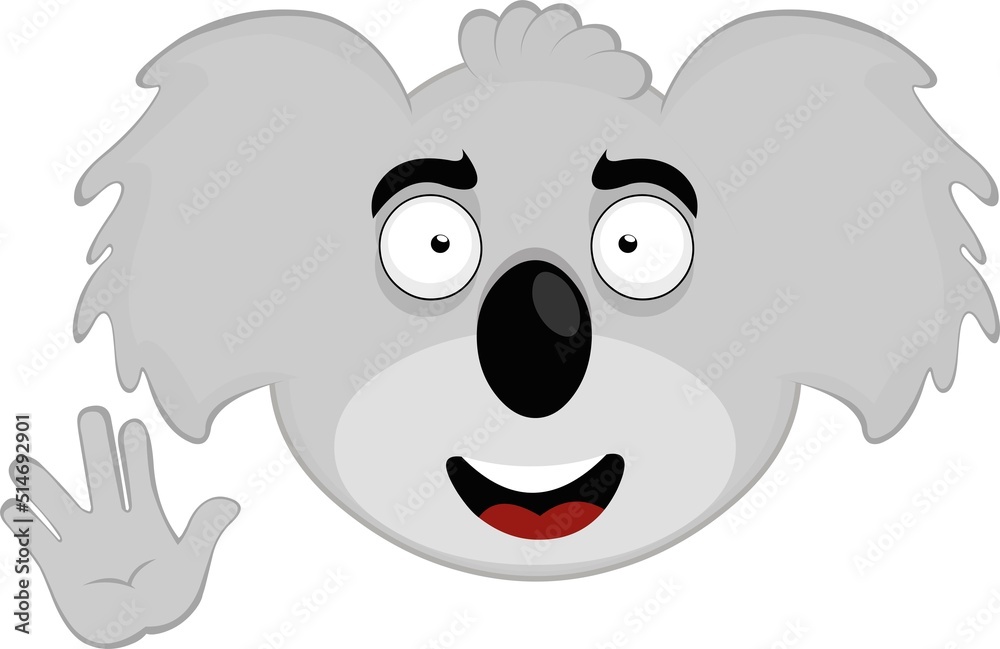 Vector illustration of the face of a koala cartoon with a cheerful expression and making the classic vulcan salute with the hand Vector illustration of the face of a koala cartoon with a cheerful expression and making the classic vulcan salute with the hand