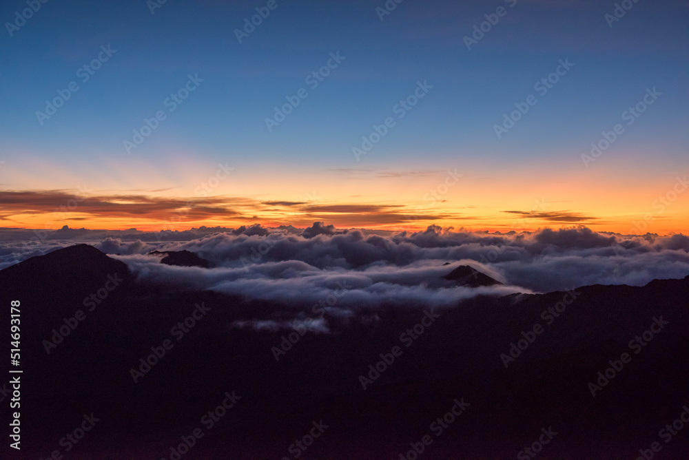 Sunrise over the crater of Mount Haleakala, Maui, HI.