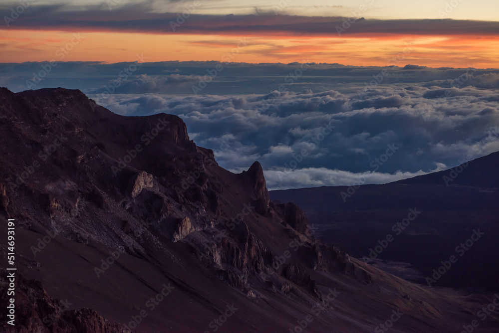 Sunrise over the crater of Mount Haleakala, Maui, HI.
