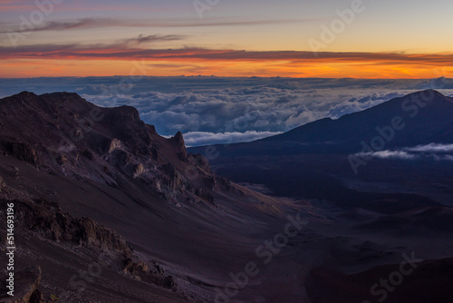 Sunrise over the crater of Mount Haleakala, Maui, HI.