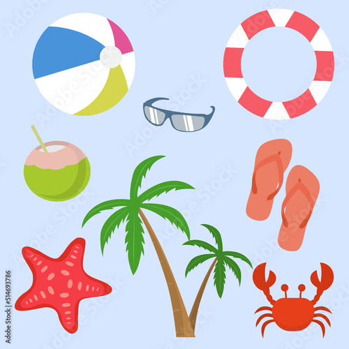 Beach and summer design elements. Vector illustration