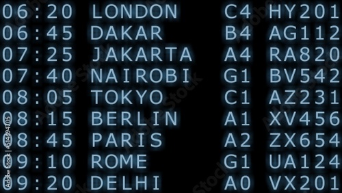 Arrivals or departures board