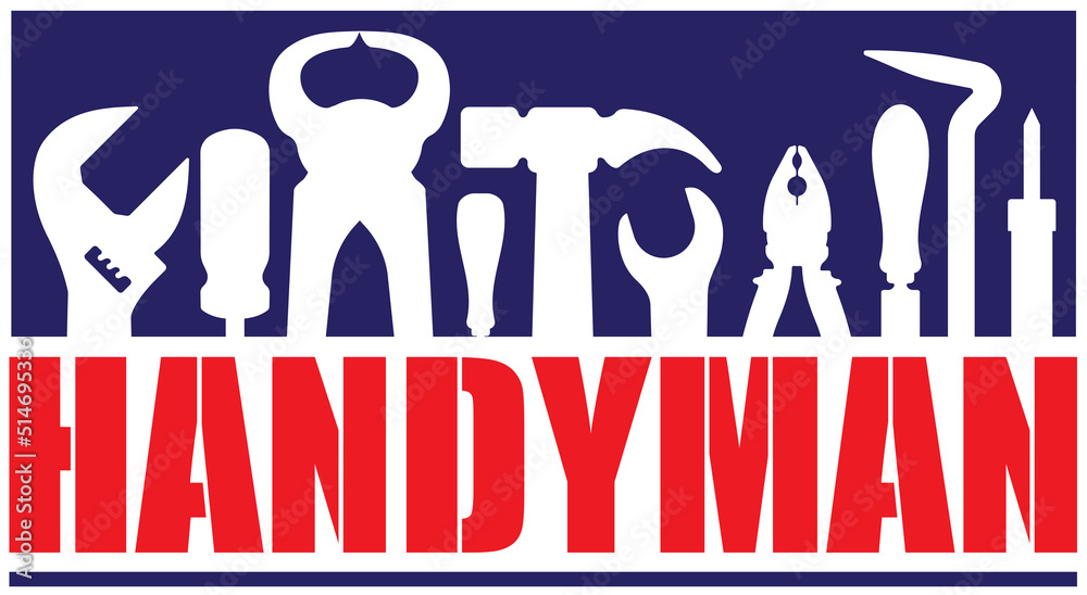 Handyman services vector design for your logo or emblem with bend red
