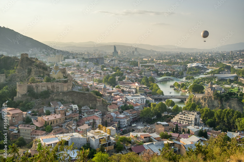 Tbilisi cityscape at sunset day, Georgia