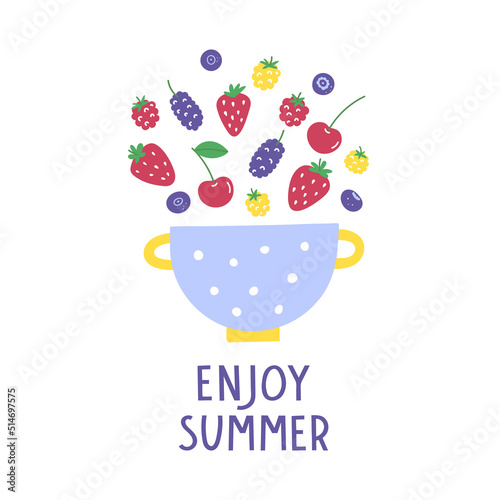 Bright summer lettering with berries