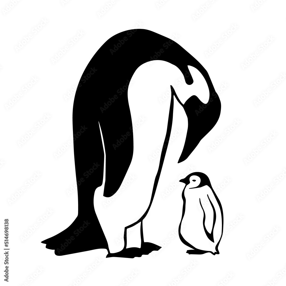 Penguin father and baby. Vector illustration Stock Vector | Adobe Stock