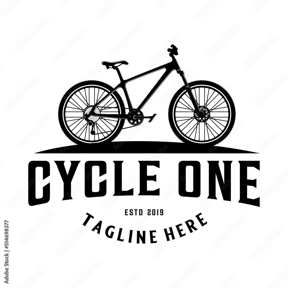 bicycle logo design illustration concept. mountain bike icon. vector  illustration Stock Vector | Adobe Stock