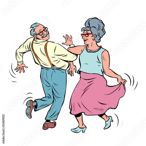 elderly couple old man and old lady dancing. pensioners rest. life style. music and art