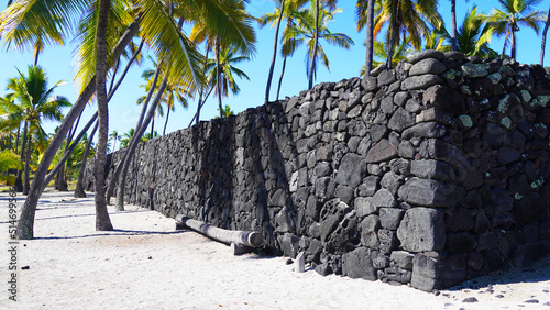 Lava rock wall at Puʻuhonua O Honaunau National Historical Park