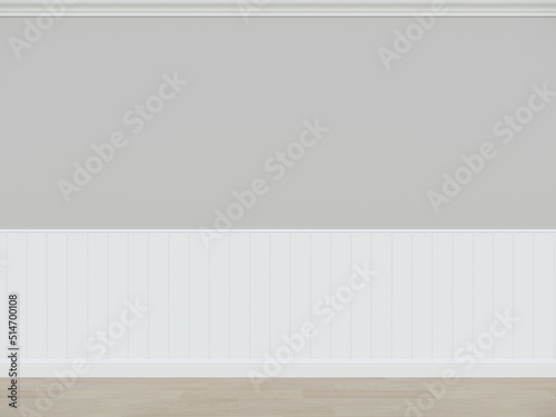 grey wall with wood floor ,3d rendering empty room