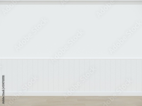 white wall with wood floor ,3d rendering empty room