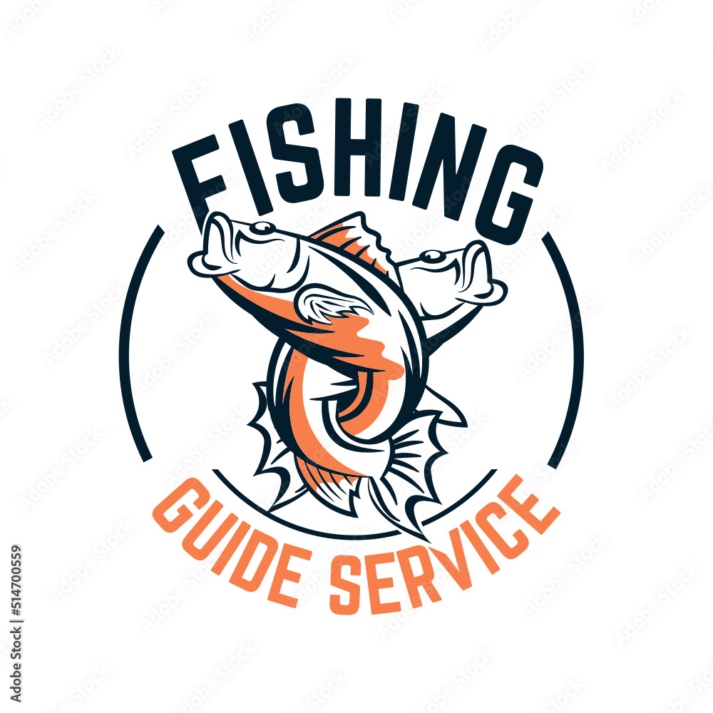 Vintage retro fishing logo template