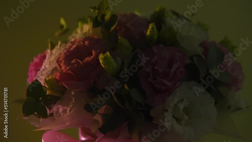 Great bouquet with background in pastel colors. photo