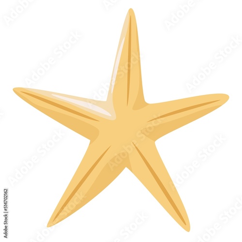 Vector illustration of sticker sea star or starfish isolated on white background. Summer concept with starfish. Bright cartoon starfish icon, nature aquatic.
