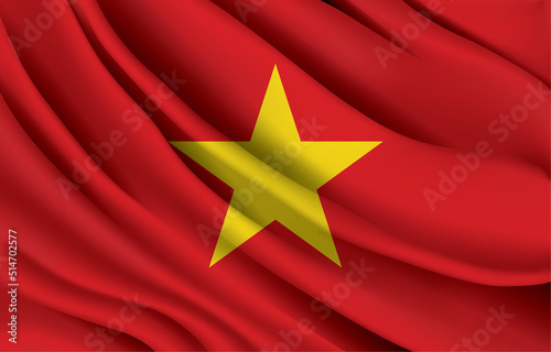 vietnam national flag waving realistic vector illustration