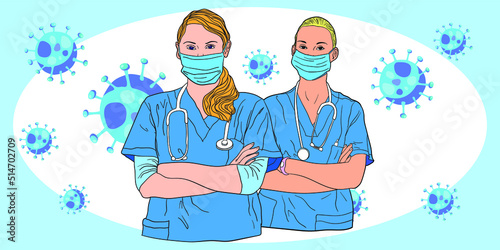 A doctor use masker for preventing coronavirus, human health microbiology science and virus outbreaking concept, covid-19 pandemi