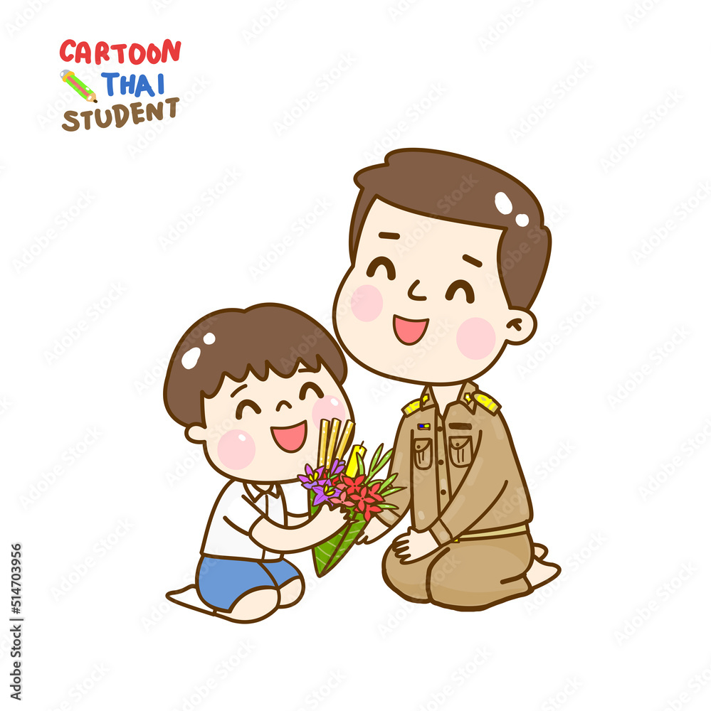 Kids giving flowers to teachers.