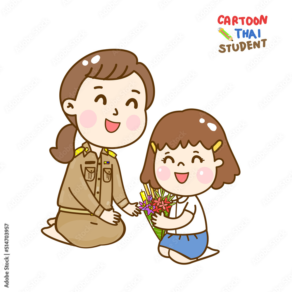 Kids giving flowers to teachers.