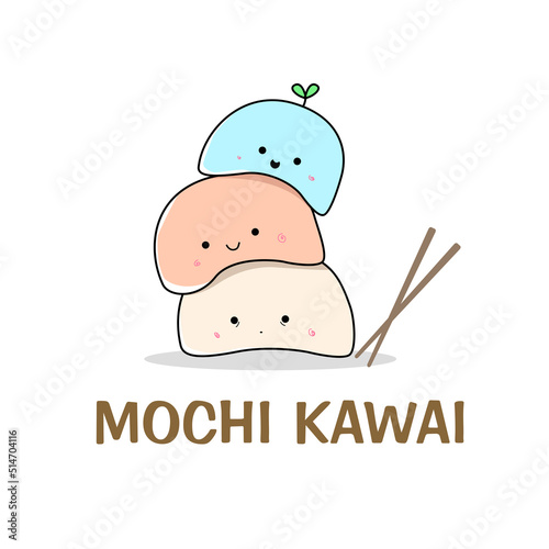 mochi kawai cute logo design vector photo