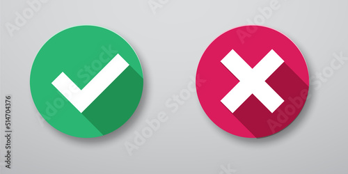 Green check mark, red cross mark icon set.