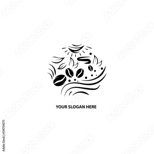 coffe circle pattern logo design vector