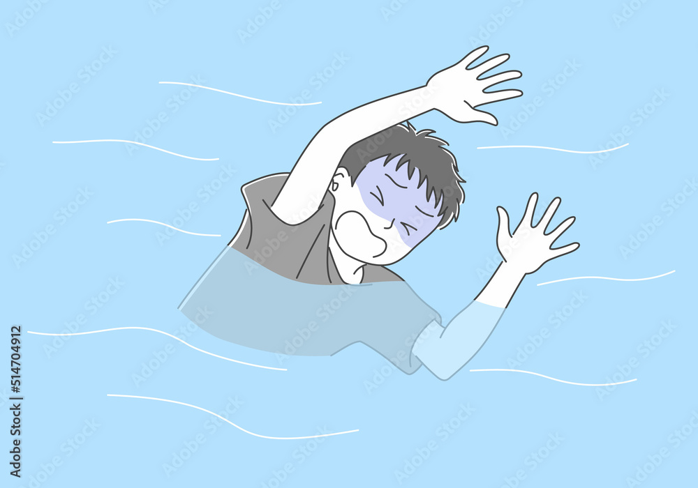 川や海で溺れる男性 Stock Vector | Adobe Stock