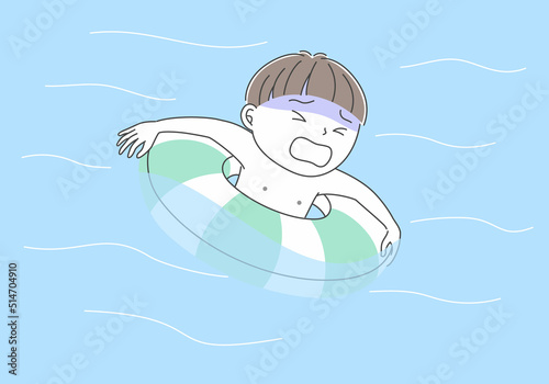 波が荒れて川や海で溺れる男の子