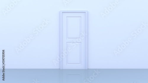 White closed door on white background. Interior Design Element. Design Template for Graphics. 3d render