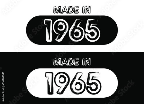 Made in 1965 year set. Black and white vector set for birthday date.