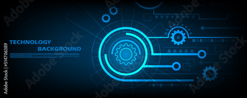Abstract Vector Futuristic digital gear circle and future interface theme technology background. EP.1