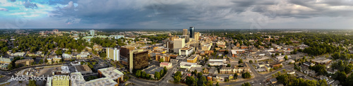 Aerial panorama of downtown Lexington, KY during early morning sunrise. Local University of Kentucky visible in a distance. © Ivelin