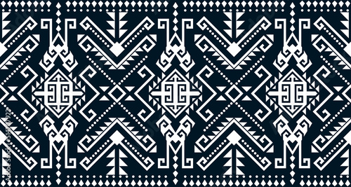 Abstract ethnic geometric print pattern design repeating background texture in black and white. EP.34