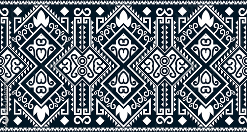 Abstract ethnic geometric print pattern design repeating background texture in black and white. EP.43