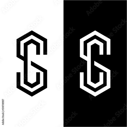 logo initial CS or SC black white