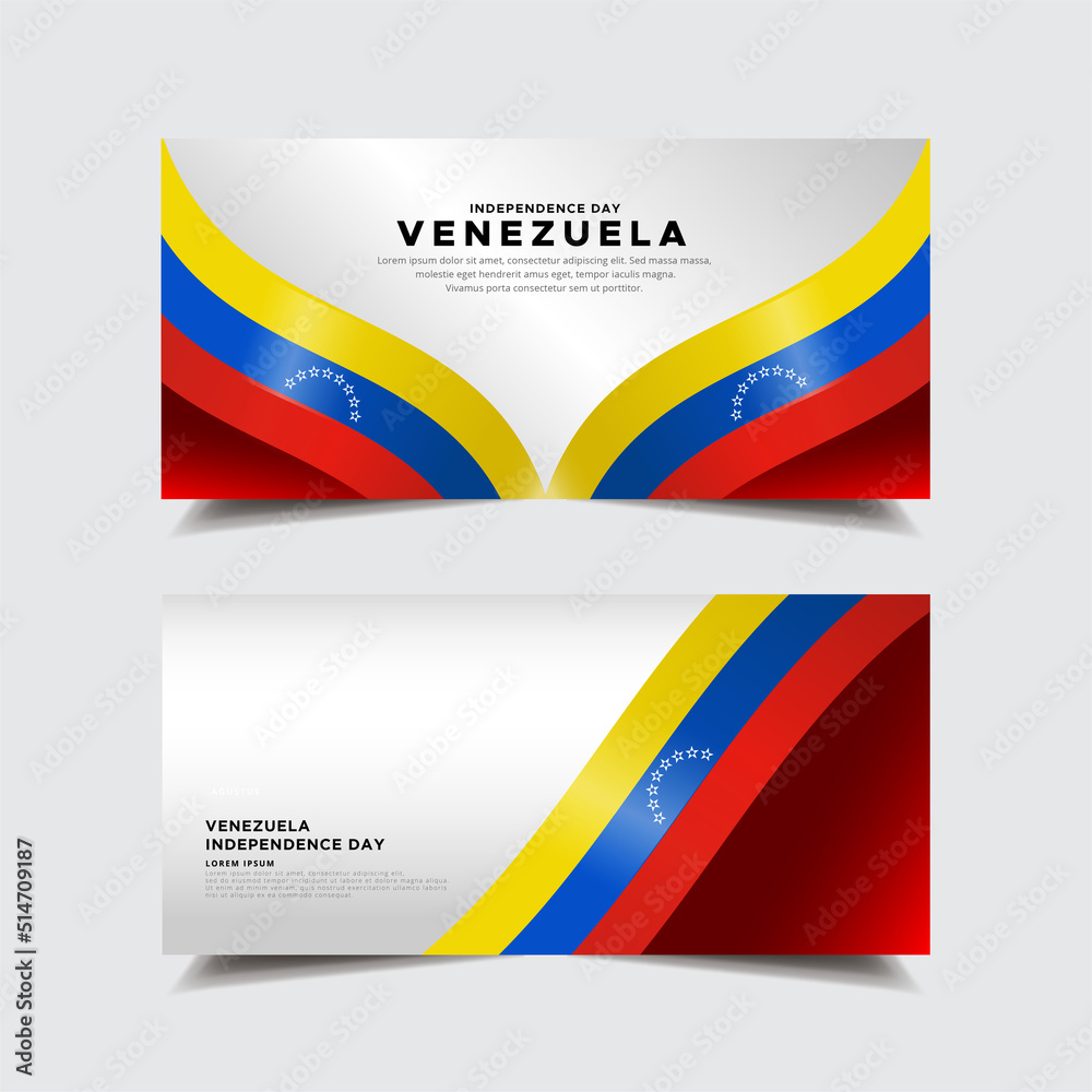 Collection of venezuela independence day design banner. venezuela independence day with wavy flag vector.