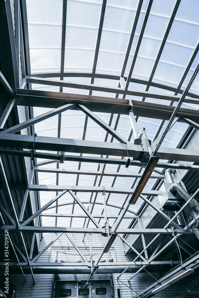 Ceiling structure made from steel in the building