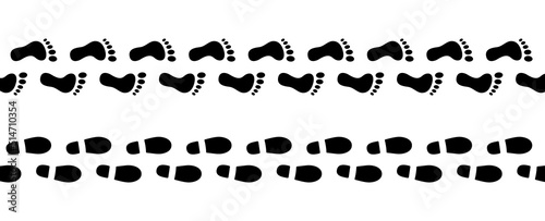 Human walking barefoot with footprint vector icon. Shoes print and step walk illustration.