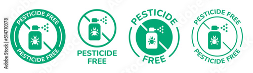 Pesticide free icon label vector set. Certified natural product sticker symbol illustration.