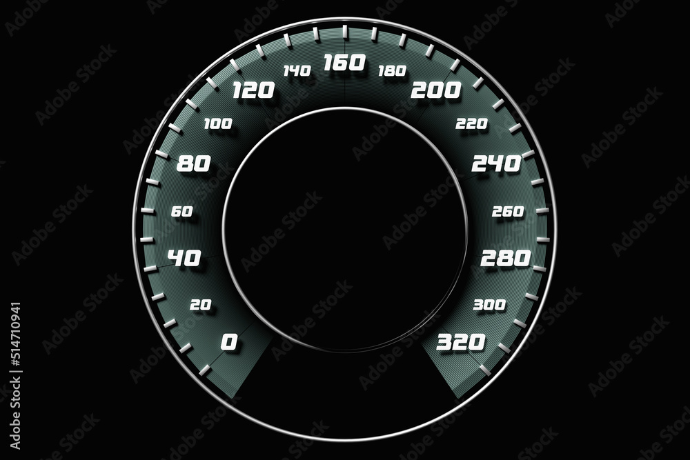 3D illustration of the car panel, digital bright speedometer, odometer and other tools 3D illustration of the car panel, digital bright speedometer, odometer and other tools