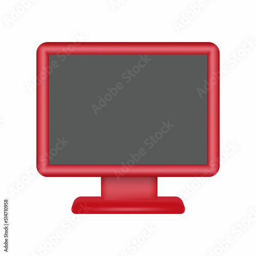 3d Realistic Computer monitor icon vector illustration.