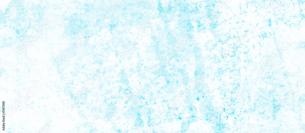 Blue and white color frozen ice surface background. White and blue watercolor splash wallpaper. Water splash or blotch background.