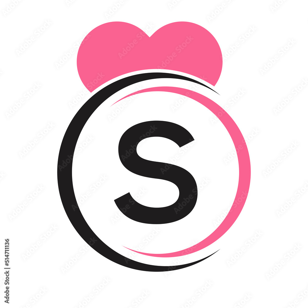 Initial Letter S Logo with Love Icon or Heart Sign In Modern Style Vector Template Initial Letter S Logo with Love Icon or Heart Sign In Modern Style Vector Template
