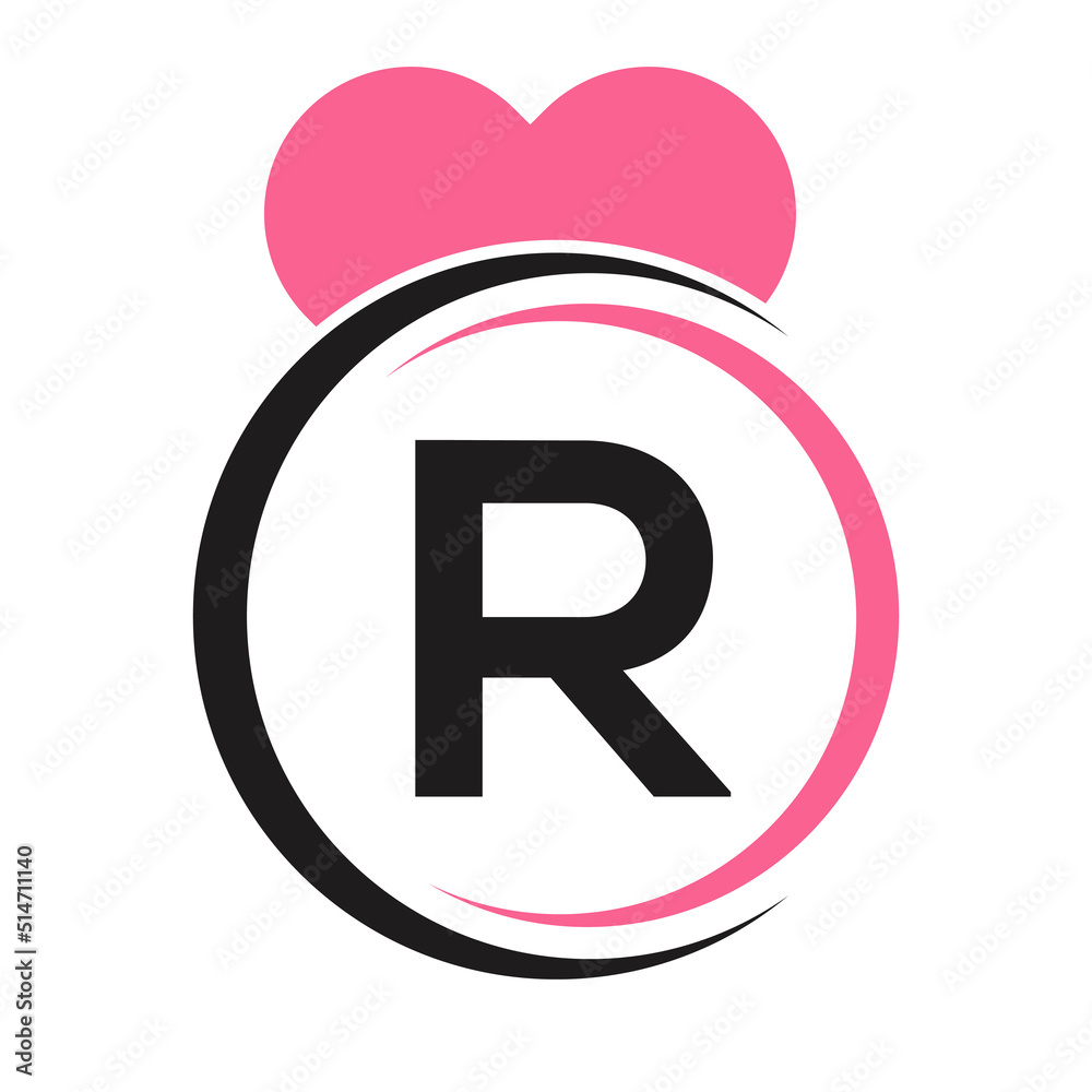 Initial Letter R Logo with Love Icon or Heart Sign In Modern Style Vector Template Initial Letter R Logo with Love Icon or Heart Sign In Modern Style Vector Template