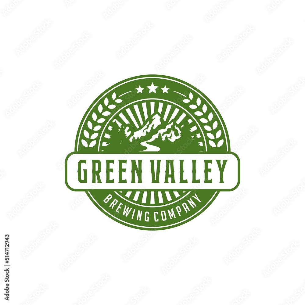 Vintage Green Valley Brewing Company Logo Design