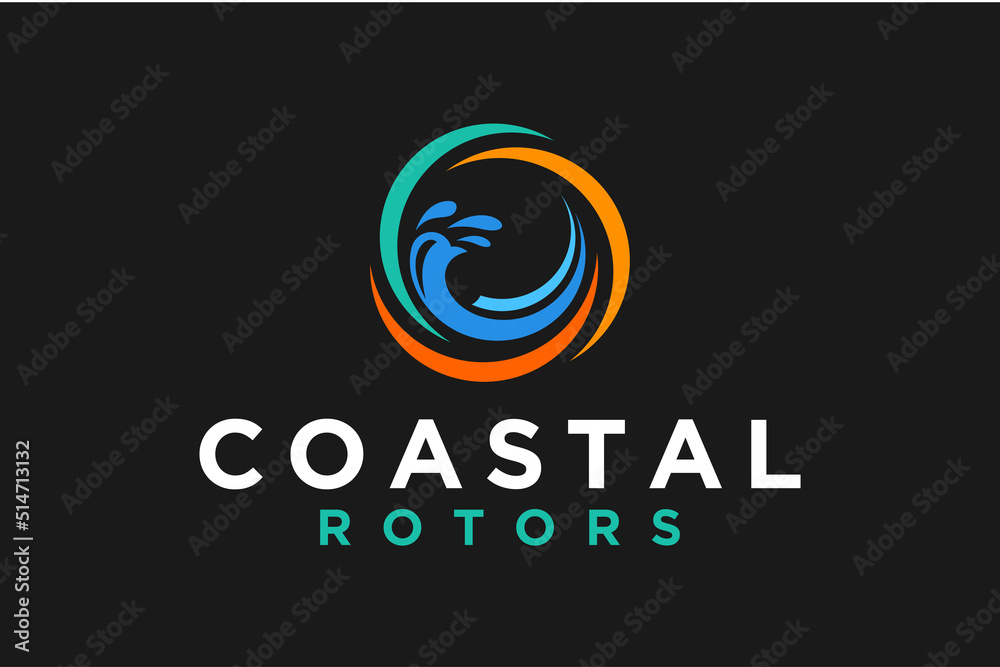 Beach coast water logo icon, simple minimalist design wave