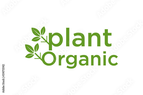 Leaf nature logo design letter symbol plant organic farm eco health