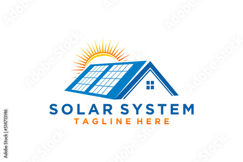 House with electric solar panels solar cells real estate property Eco-friendly roof window